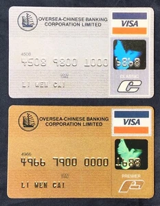 1989 Singapur OCBC banco tarjeta de crédito visa bolsillo publicidad calendario x 2 - Imagen 1 de 2