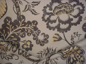 15-1/4Y GP & J Baker PP50279 Hinton Charcoal Jacobean Floral Upholstery Fabric - Picture 1 of 4