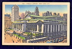 Edificio de la Biblioteca Pública de la Ciudad de Nueva York, Nueva York - Postal Vintage, Sin Publicar - Imagen 1 de 2