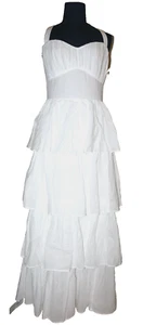 $130 NWT ABERCROMBIE & FITCH Long White 100% Cotton Sundress M/T - Picture 1 of 17