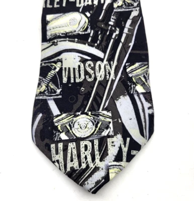 Corbata de seda Harley Davidson 57" para hombre negra, blanca, gris, amarilla Ralph Marlin & Co. Foto 1 de 4