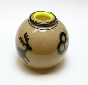 Vtg Studio Art Hand Blown Glass Vase Deer Sun Turtle MCM Artisan Signed Numbered - Picture 1 of 8