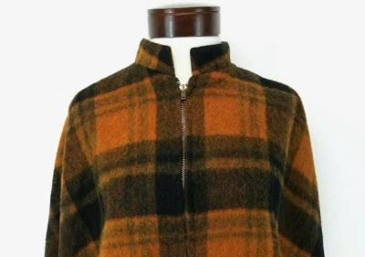 Vtg 60s TREGO'S WESTWEAR Wool Plaid Poncho Cape Fringe Zip Front USA Women's L * - Image 1 of 4