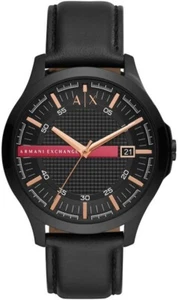 Genuine Armani Exchange AX2410 Hampton Men's Black Leather Strap Date Watch - Picture 1 of 5