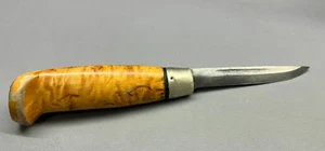 Antique Puukko Finland Hunting Knife Wood Handle Signed - Picture 1 of 8