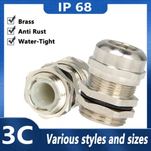 Cable Gland IP68 Waterproof Brass Nickel-plated Compression M12 - M64 New - Picture 1 of 29