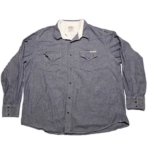 Lucky Brand Sportswear Shirt Men 2XL Long Sleeve Gray Pearl Snap Buttons - Picture 1 of 12