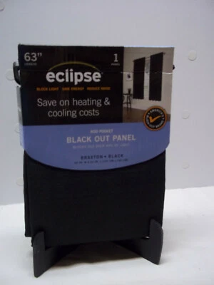 Eclipse Blackout Curtain Braxton Black 63" x 42" - Image 1 of 2