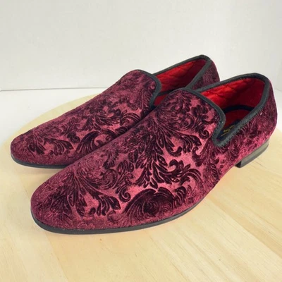 La Milano Men's Loafer Burgundy Broderick II Velvet Paisley Slip-On Shoes Size 9 - Image 1 of 4