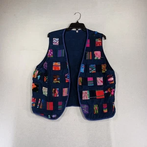 Vtg Ruth Y Nohemi Patchwork Vest Size XL Colorful Handmade Folk Art Whimsical - Picture 1 of 11