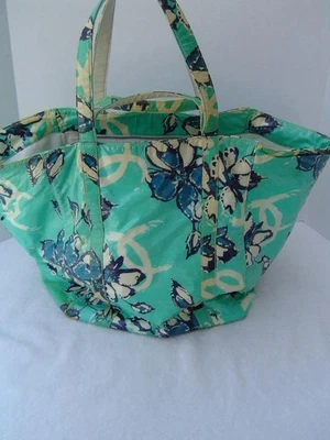 AUTÉNTICO BOLSO/BOLSO DE HOMBRO CHANEL XL VERDE Y AZUL RECUBIERTO FLORAL GUC/OKAY Foto 1 de 4