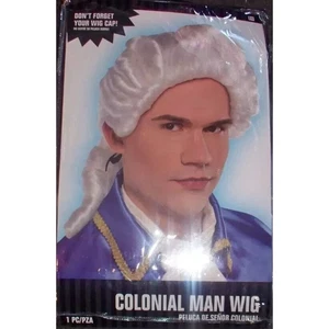 NEU Kolonial Mann Erwachsene Perücke gepudert Washington weiß Kostüm Halloween - Bild 1 von 2