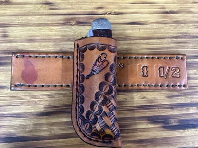 Trapper Size Leather Folding Knife Belt Clip Sheath (Sheath Only) - Image 1 of 4