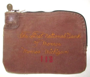 Antike Rifkin abschließbare Bank Depottasche First National Bank of Monroe Michigan - Bild 1 von 4