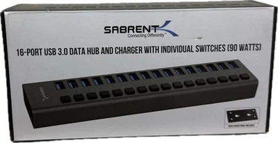 Sabrent 16-Port USB 3.0 Data HUB and Charger with Individual Switches (90 Watts) - Image 1 of 2