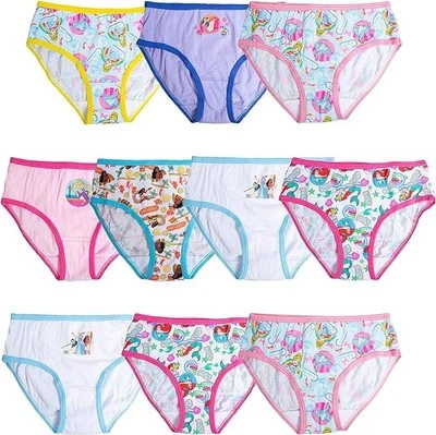 Disney Girls Princess Panty Multipacks Cotton Cinderella Belle Ariel 3t, 4, 6, 8 - Image 1 of 3