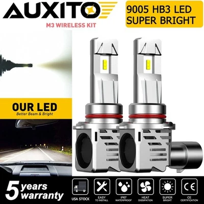 24000LM Car Xenon White 9005 LED Headlight Lamps High Beam Bulb 200W HB3 Kit AP1 - Image 1 of 4