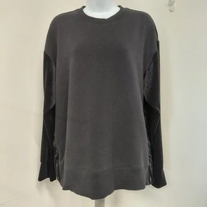 Athleta Bluse Damen Medium schwarz Velours Strick Block Druckknopfverschluss seitlich Tunika - Bild 1 von 22