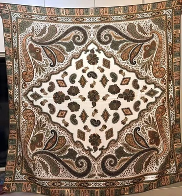 Sallys 70% Cashmere & 30% Silk Stole Paisley Print Double Face Scarf Shawl 53" - Image 1 of 4