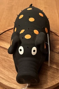 NWT Multipet Polka Dot Pig Latex Dog Squeaker Grunt Fetch Toy Black Orange - Picture 1 of 6
