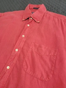 GANT The Linen Short Sleeve Red Shirt Size Large L Beach Holiday - Picture 1 of 8