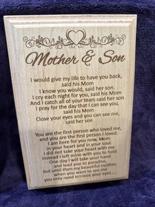 Wunderschön handgefertigte Mutter und Sohn Holzplakette 10,5”x7,75” - Bild 1 von 2