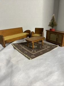 HALL'S LIFETIME TOYS WOODEN DOLLHOUSE FURNITURE 6 PC LIVING ROOM SET 1:12 SCALE - Picture 1 of 24
