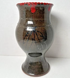 Wayne Hewell Southern Pottery verzierte Vase indische Federn signiert - Bild 1 von 6
