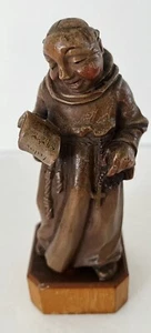 ANRI Marked Toriart Wood Carved Figurine Monk Reading Book 6" Tall Vintage Italy - Picture 1 of 9