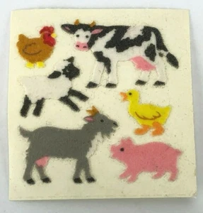 VTG Sandylion Sticker Flocked Fuzzy Module "FARM" Family Cow Goat Chicken Pig - Picture 1 of 2