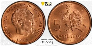 1975 Mozambique 5 Centimos PCGS MS 65RD - Picture 1 of 3