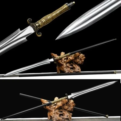 Lança de caça de batalha ponta de lança afiada lâmina de aço Damasco espada cabo de aço - Imagem 1 de 4