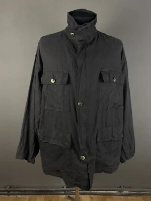 ICEBERG Mens Jacket Full Zip Linen Pockets made in Italy Black Size 54 - Image 1 of 4
