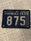 1939 Hawaii Motorcycle License Plate