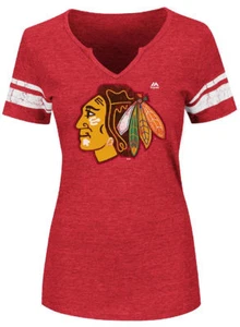 Camiseta para mujer Chicago Blackhawks con cuello de muesca roja probada - Imagen 1 de 6