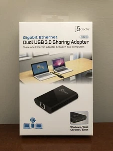 j5create Dual USB 3.0 to Gigabit Ethernet Sharing Adapter JUE230 - Picture 1 of 3