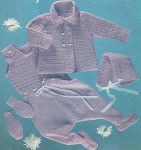 Vintage Häkel-/Strickanleitung für Kinderwagen Set in Doppelstrick (17) - Bild 1 von 3