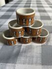 Set of 6 Ceramic Batik Napkin Rings Made in Japan with Stickers EUC
