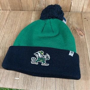 Cappello berretto Notre Dame Irish Beanie Pom maglia acrilico verde navy adulto taglia unica nuovo con etichette - Foto 1 di 9