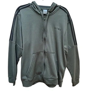 Adidas Hoodie Jacke olivgrün schwarz Streifen Taschen Reißverschluss sportlich Herren XL - Bild 1 von 8