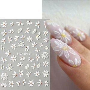 5D Nail Art Stickers Decals Embossed Flowers Floral Daisy Fern Decoration 5D107 - Picture 1 of 1
