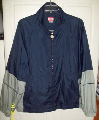 Athletic Works 男式 2X 全拉链网眼衬里风衣夹克海军蓝/灰色 — 第 1/4 张图片