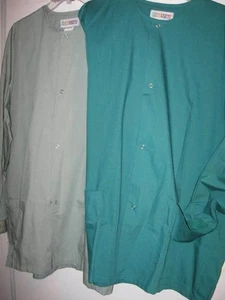 New SCRUB JACKET adult XL or 2XL Dark GREEN pockets scrubs Snaps STAT - Picture 1 of 12