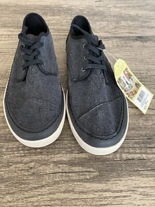 Toms Paseo Sneakers Black Washed Canvas Men's 9.5 Lace Up Boat Shoe 10009847 - Picture 1 of 6