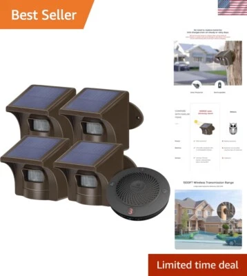 Outdoor Solar Motion Detector with Wireless Driveway Alarm & 4 Sensors Included - Image 1 of 4