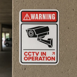 2 x CCTV in Operation Rigid Vinyl Stickers Warning Security Yard Sign A7 A5 A4 - Picture 1 of 6