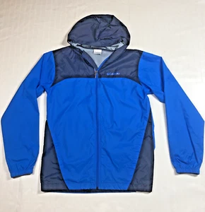 Columbia Youth Boys Jacket Windbreaker XL Blue Full Zip Hood Nylon Outdoors Hike - Picture 1 of 10