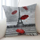 Photo artistique Tour Eiffel VS Parapluies rouges housse de coussin