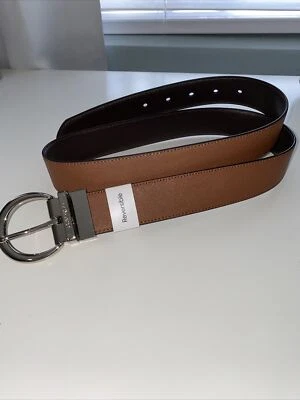 Calvin Klein Women's Reversible Leather Curved Buckle Logo Stitched Belt - Image 1 of 4