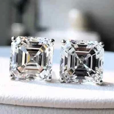 RARE Certified 10 Ct White Diamond Solitaire Earrings, 925 Silver -Great Shine - Image 1 of 4